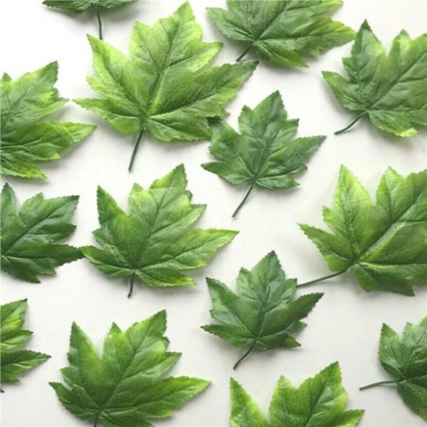 Pack of 16 Artificial Green Maple Leaves