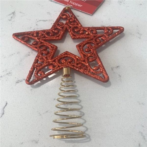Red Glitter Star Christmas Tree Topper