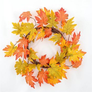 Artificial Autumn Maple Leaf Wreath 75cm