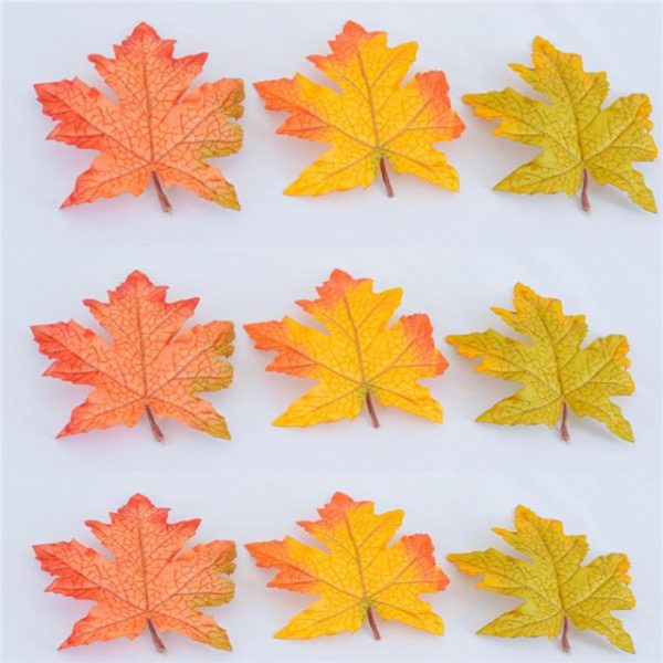 Packet of 9 Artificial Autumn Maple Leaves - Assorted