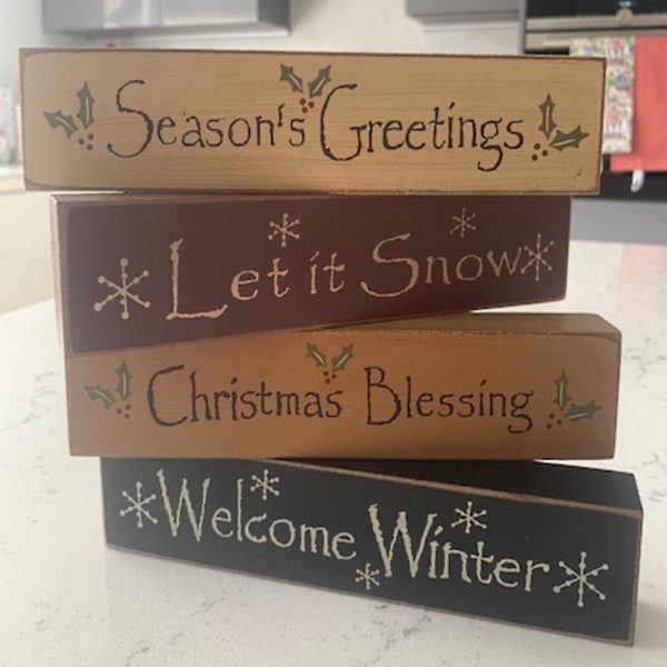 Christmas Messages Wooden Word Blocks - Set of 4
