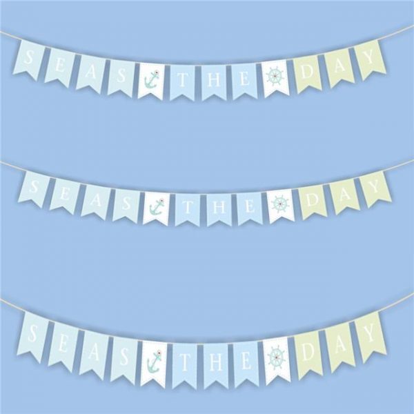 Nautical Wooden Bunting 'Seas The Day' Garland