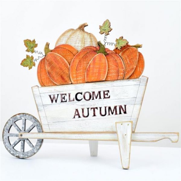 Welcome Autumn Wheelbarrow Sign
