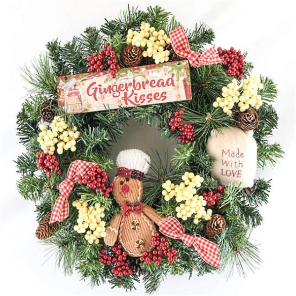 Gingerbread Man Spruce Christmas Wreath