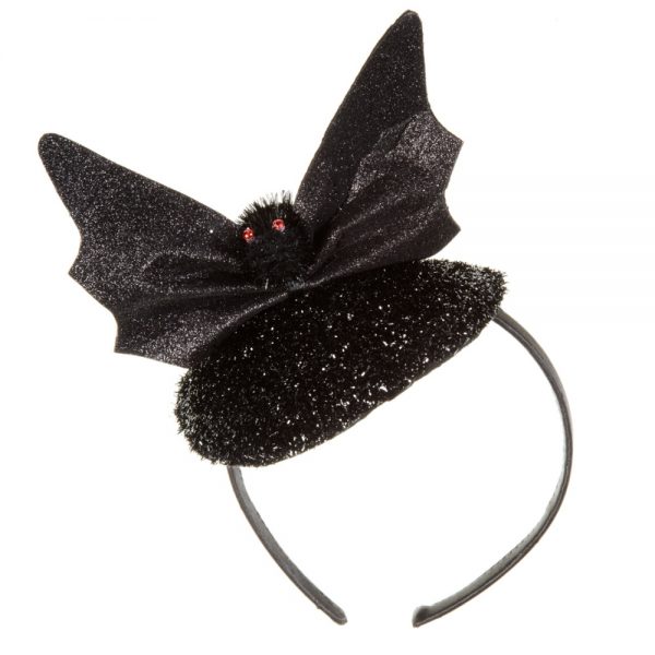 Halloween Tinsel Black Bat Headband