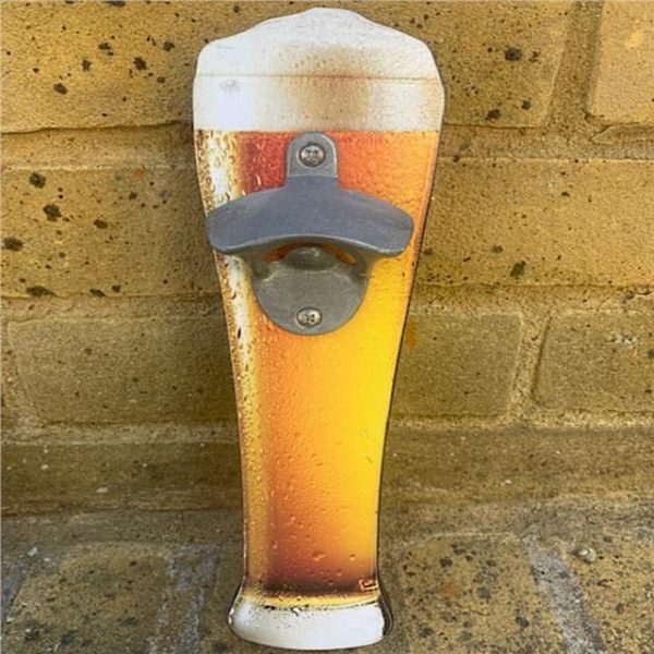 Pint of Lager Bottle Opener Wall Plaque