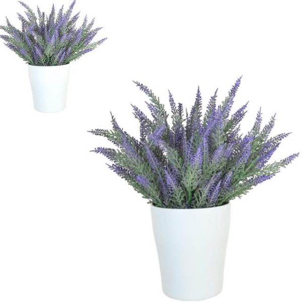 Artificial Potted Heather Plant - Purple