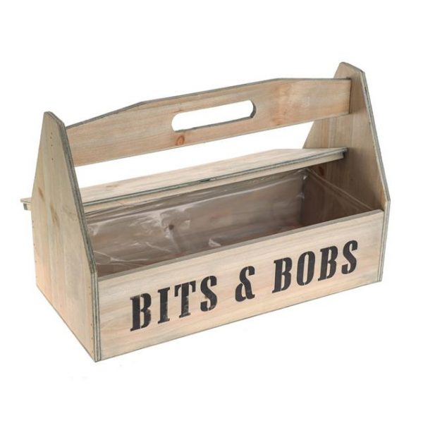 Rustic Wooden Storage Trug with Handle
