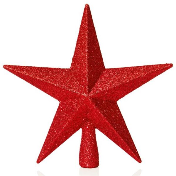 Red Glitter Star Christmas Tree Topper