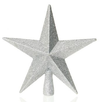 Silver Glitter Star Christmas Tree Topper