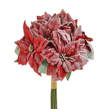 Silk Frosted Hand-tied Poinsettia Bunch