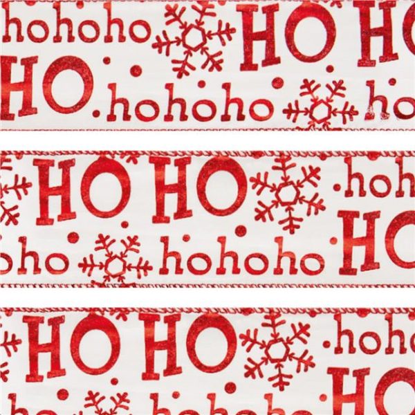 Ho Ho Ho Snowflake Christmas Wired Edge Ribbon