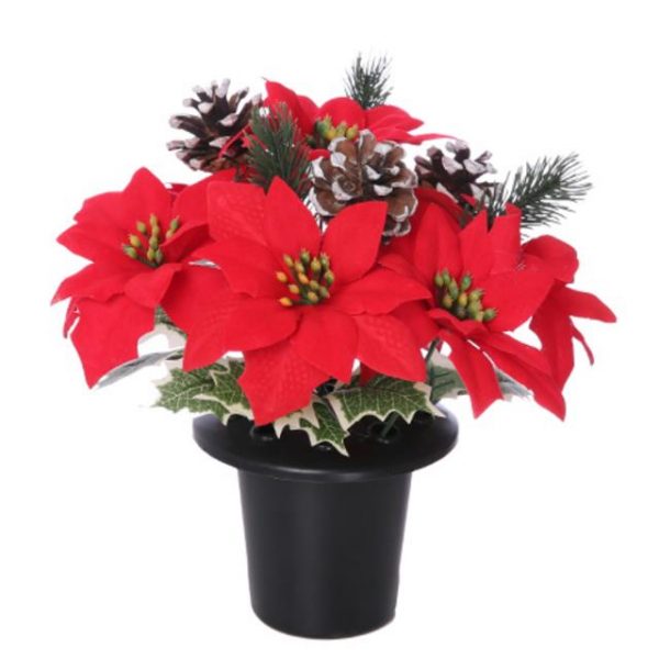 Red Poinsettia and Snow Cone Christmas Memorial Vase.jpg