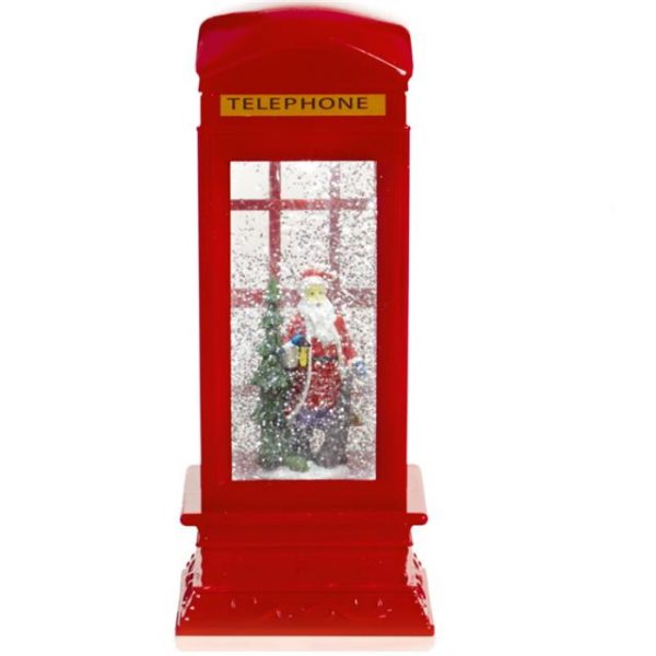 Christmas Glitter Santa Water Spinner Telephone Box