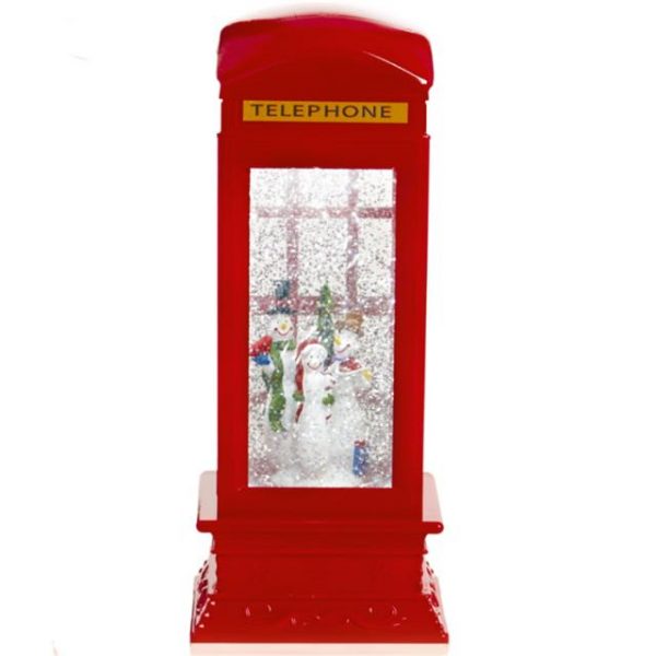 Christmas Glitter Snowmen Water Spinner Telephone Box