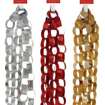 Set of 3 Christmas Glitter Paper Chains