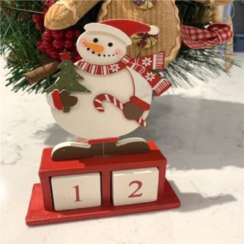 Novelty Wooden Snowman Advent Calendar with Hat and Scarf
