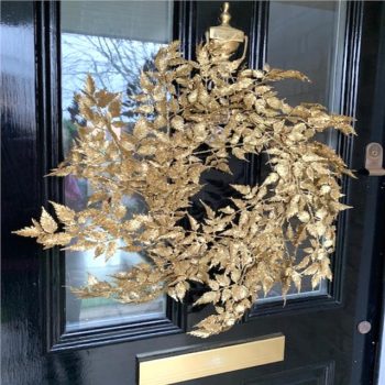 Gold Glitter Large Lustre Leaf Wreath