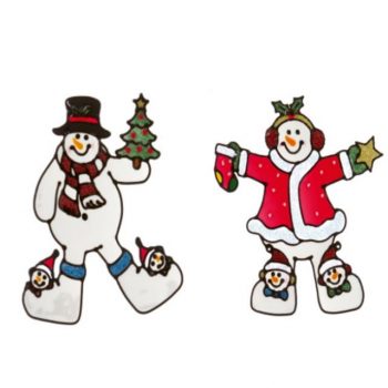 Set of 2 Snowmen Christmas Window Clings