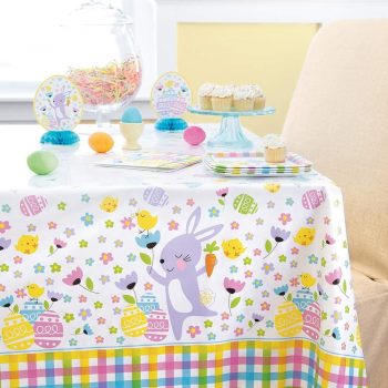 Party Gingham Easter Bunny Plastic Tablecloth