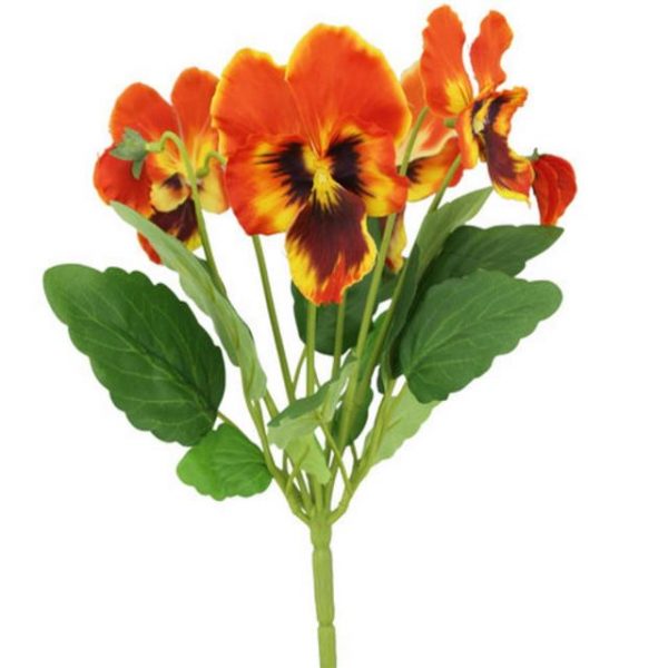 Artificial Orange Pansy Flower Bush