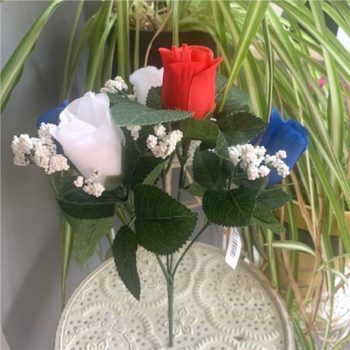 Artificial Red White Blue UK Colours Flower Bushes