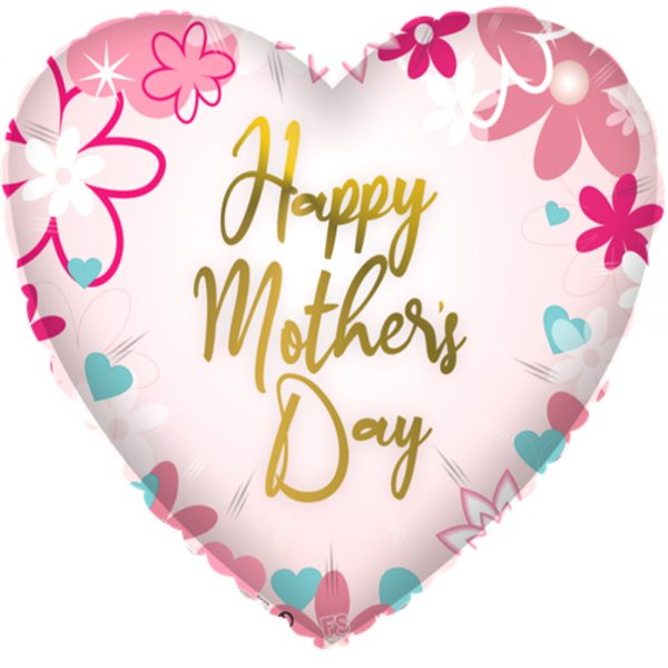 Happy Mother's Day Floral Heart Balloon
