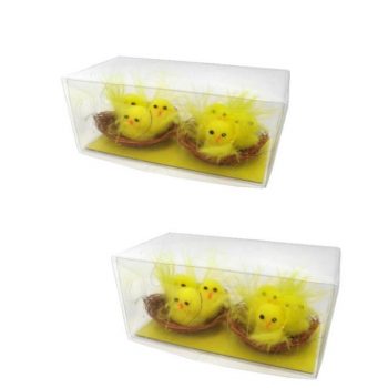 Set of 4 Yellow Easter Chicks in Nest