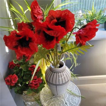 Pack of 10 Artificial Red Poppy Stems
