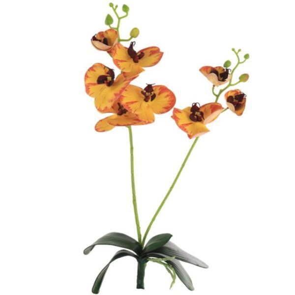Artificial Blazed Yellow Orchid - 2 stems 8 heads