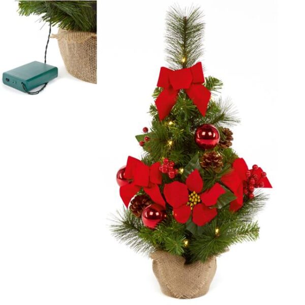 Luxury Spruce Red Poinsettia Christmas Tree with LED Lights
