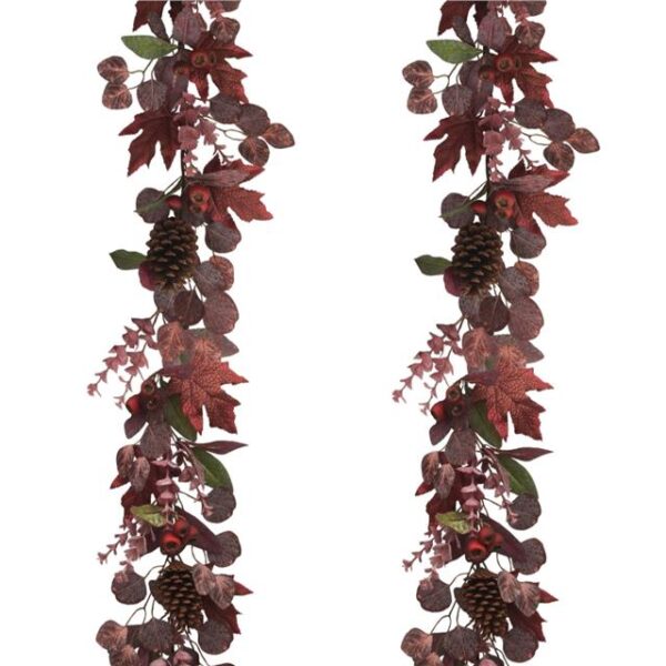 Artificial Red Leaf Berry and Cone Garland