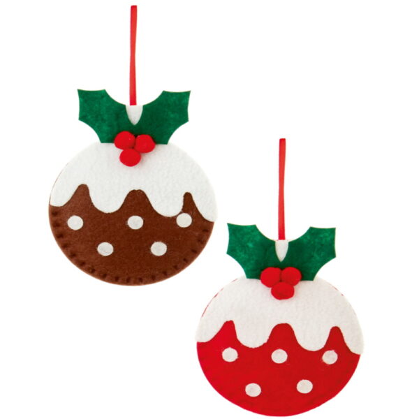 Set of 2 Christmas Pudding Tree Decorations