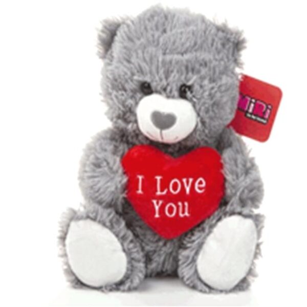 Grey Cuddly Bear with Red Heart