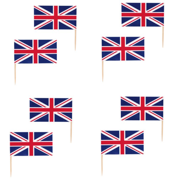 30 Union Jack Flag Cupcake Toppers