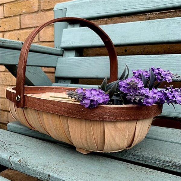 Natural Oval Wooden Trug Basket with Lining