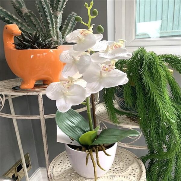 Artificial Cream Potted Orchid Plant